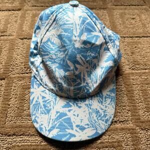 Women’s Hat - One Size - Blue and White Palm/Floral Pattern